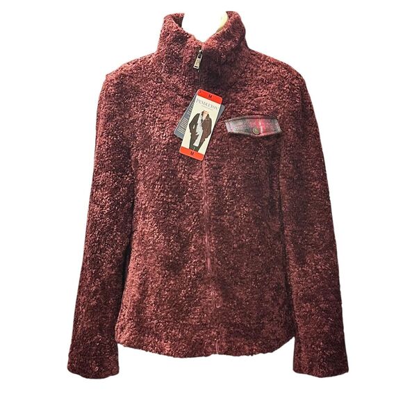 Pendleton Fuzzy Zip Jacket in Dark Red NWT Size Medium - Picture 2 of 7